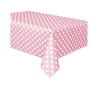 Unique Party 50259 - Plastic Baby Pink Polka Dot Tablecloth, 54" x 108 "
