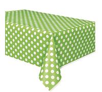 Unique Party 50261 - Plastic Lime Green Polka Dot Tablecloth, 9ft x 4.5ft