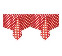 Unique Party 50262 - Plastic Red Polka Dot Tablecloth, 9ft x 4.5ft (Pack of 2)
