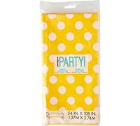 Unique Party 50263 - Plastic Yellow Polka Dot Tablecloth, 9ft x 4.5ft