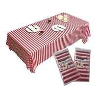 Unique Party 50300 - Plastic Red Striped Tablecloth, 9ft x 4.5ft