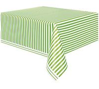 Unique Party 50304 - Plastic Lime Green Striped Tablecloth, 9ft x 4.5ft