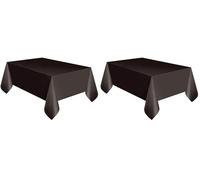 Unique Party 5096 - Black Plastic Tablecloth, 9ft x 4.5ft (Pack of 2)