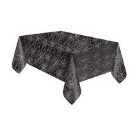 Unique Party 51003 - Plastic Black Spider Web Halloween Tablecloth, 7ft x 4.5ft