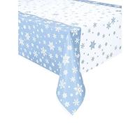 Unique Party 51004 - Plastic Snowflake Christmas Tablecloth,Blue & White,7ft x 4.5ft