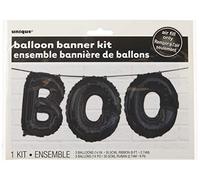 Unique Letter Balloon Banner Kit 52146 – Black Foil BOO Halloween