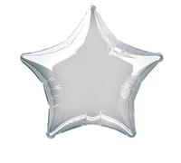 Unique Party 53322 - 20" Foil Silver Star Helium Balloon