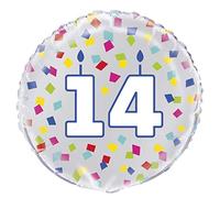 Unique Party 54033 - 18" Foil Rainbow Confetti Number 14 Balloon