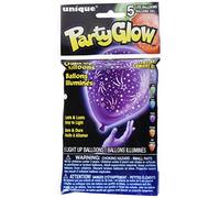 Unique Party 54783 - 10" Latex Stars LED Light Up Balloons, Assorted Pack of 5