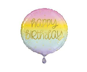 Unique Party 54981 - Foil Birthday Balloon - 45 cm - Gold Pastel Rainbow Birthday