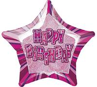 Unique Party 55101 - 20" Foil Glitz Pink Happy Birthday Balloon