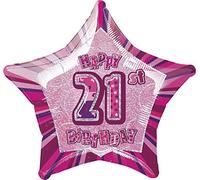 Unique Party 55107 - 20" Foil Glitz Pink Happy 21st Birthday Balloon