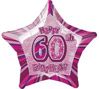 Unique Party 55115 - 20" Foil Glitz Pink Happy 60th Birthday Balloon