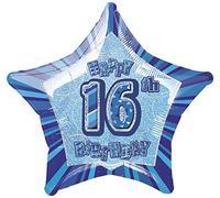 Unique Party 55123 - 20" Foil Glitz Blue Happy 16th Birthday Balloon