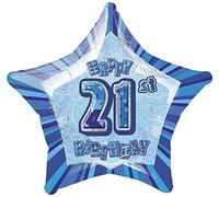 Unique Party 55127 - 20" Foil Glitz Blue Happy 21st Birthday Balloon