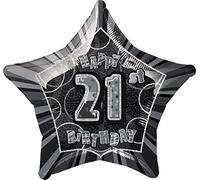 Unique Party 55147 - 20" Foil Glitz Black Happy 21st Birthday Balloon