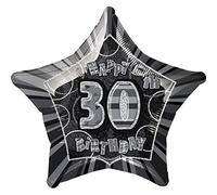 Unique Party 55149 - 20" Foil Glitz Black Happy 30th Birthday Balloon
