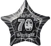 Unique Party 55159 - 20" Foil Glitz Black Happy 70th Birthday Balloon