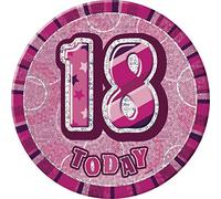 Unique Party 55262 - 6" Glitz Pink Giant 18th Birthday Badge