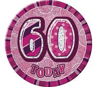 Unique Party 55267 - 6" Glitz Pink Giant 60th Birthday Badge