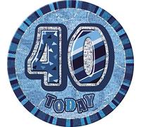 Unique Party 55275 - 6" Glitz Blue Giant 40th Birthday Badge