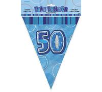 Unique Party 55306 - 12ft Foil Glitz Blue 50th Birthday Bunting Flags