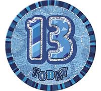 Unique Party 55362 - 6" Glitz Blue Giant 13th Birthday Badge