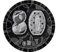 Unique Party 55365 - 6" Glitz Black Giant 80th Birthday Badge