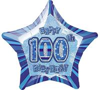 Unique Party 55391 - 20" Foil Glitz Blue Happy 100th Birthday Balloon