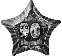 Unique Party 55392 - 20" Foil Glitz Black Happy 90th Birthday Balloon