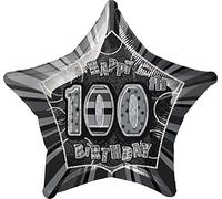 Unique Party 55393 - 20" Foil Glitz Black Happy 100th Birthday Balloon