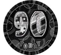 Unique Party 55463 - 6" Glitz Black Giant 90th Birthday Badge