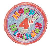 Unique Party 55491 - 18" Foil Prism Happy 4th Birthday Balloon