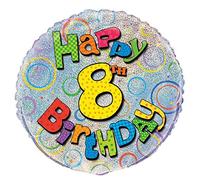 Unique Party 55499 - 18" Foil Prism Happy 8th Birthday Balloon