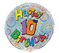 Unique Party 55503 - 18" Foil Prism Happy 10th Birthday Balloon