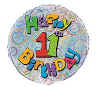 Unique Party 55505 - 18" Foil Prism Happy 11th Birthday Balloon