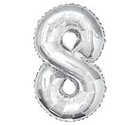 Unique Party 55758 - 34" Giant Silver Foil Number 8 Balloon
