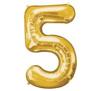 Unique Party 55765 - 34" Giant Gold Foil Number 5 Balloon