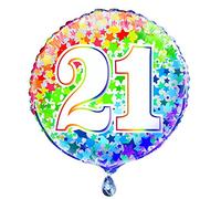 Unique Party 55782 - 18" Foil Rainbow Stars Number 21 Balloon