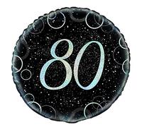 Unique Party 55826 - 18" Glitz Silver Foil 80th Birthday Balloon