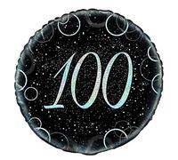 Unique Party 55828 - 18" Glitz Silver Foil 100th Birthday Balloon