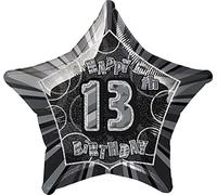 Unique Party 55934 - 20" Foil Glitz Black Happy 13th Birthday Balloon