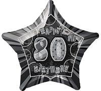 Unique Party 55935 - 20" Foil Glitz Black Happy 80th Birthday Balloon