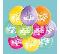 Unique Party 56032-9" Latex Assorted Happy Birthday Balloons, (10 Count)