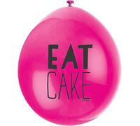 Unique Party 56065 - 9" Latex Assorted Eat Cake Balloons, Pack of 10