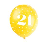 Assorted Color Number 21 Latex Balloons (30cm) Pack of 5 - Perfect for Birthdays & Special Occasions