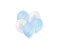 Unique Party 56115 - 12" Pearlised Latex Assorted Blue "It's A Boy" Baby Shower Balloons, Pack of 5