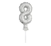 Unique Party 57258 - 5" Foil Silver Number 8 Balloon Cake Topper