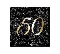Unique Party 57492 - Glitz Gold Foil 50th Birthday Paper Napkins, Pack of 16