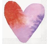 Unique Party 58561 - Watercolour Hearts Valentine's Day Cocktail Napkins, Pack of 16